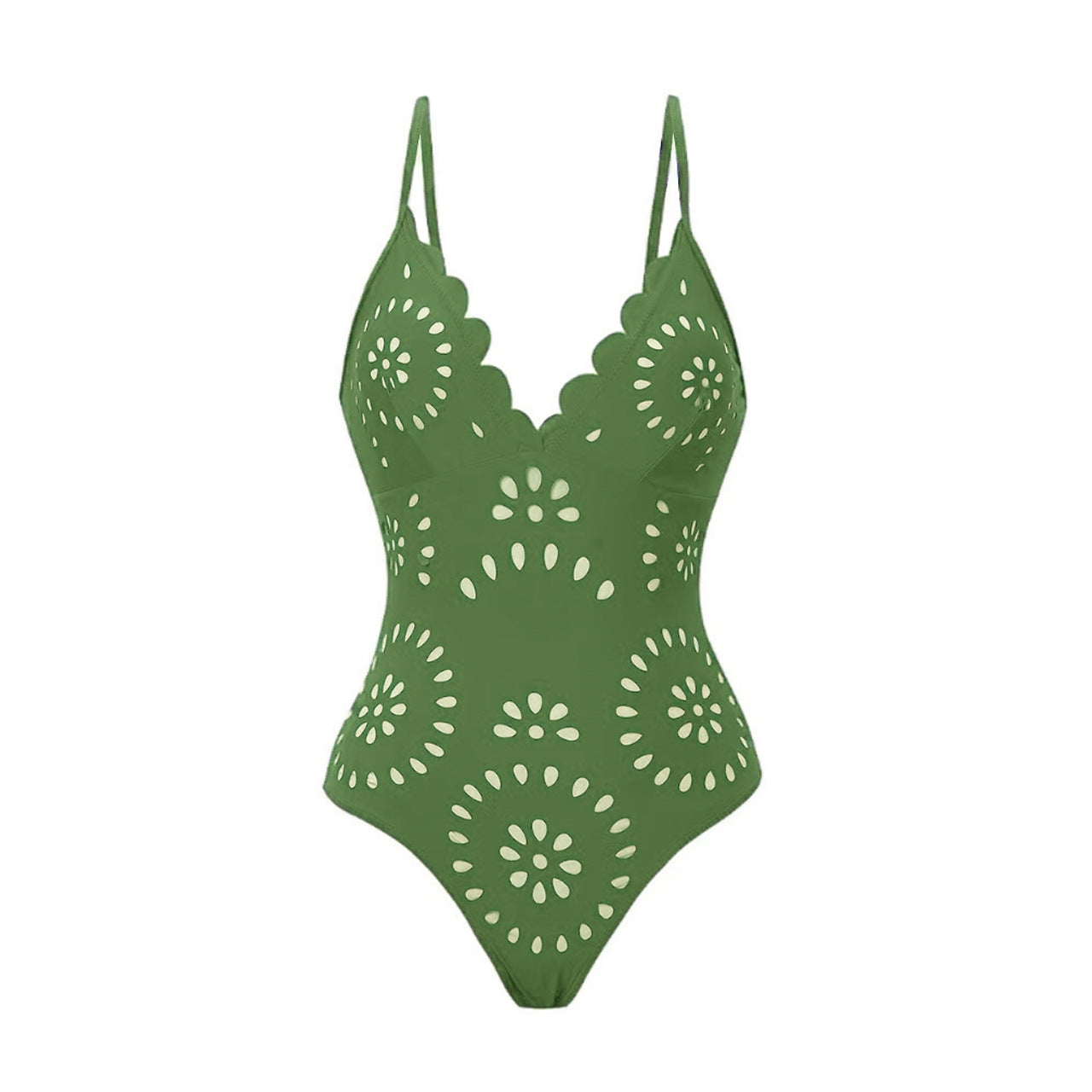 Bathing Suit Petal Hollow V Neck Swimsuit and Skirt