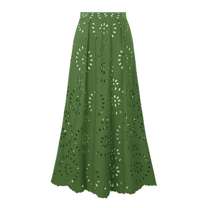 Bathing Suit Petal Hollow V Neck Swimsuit and Skirt