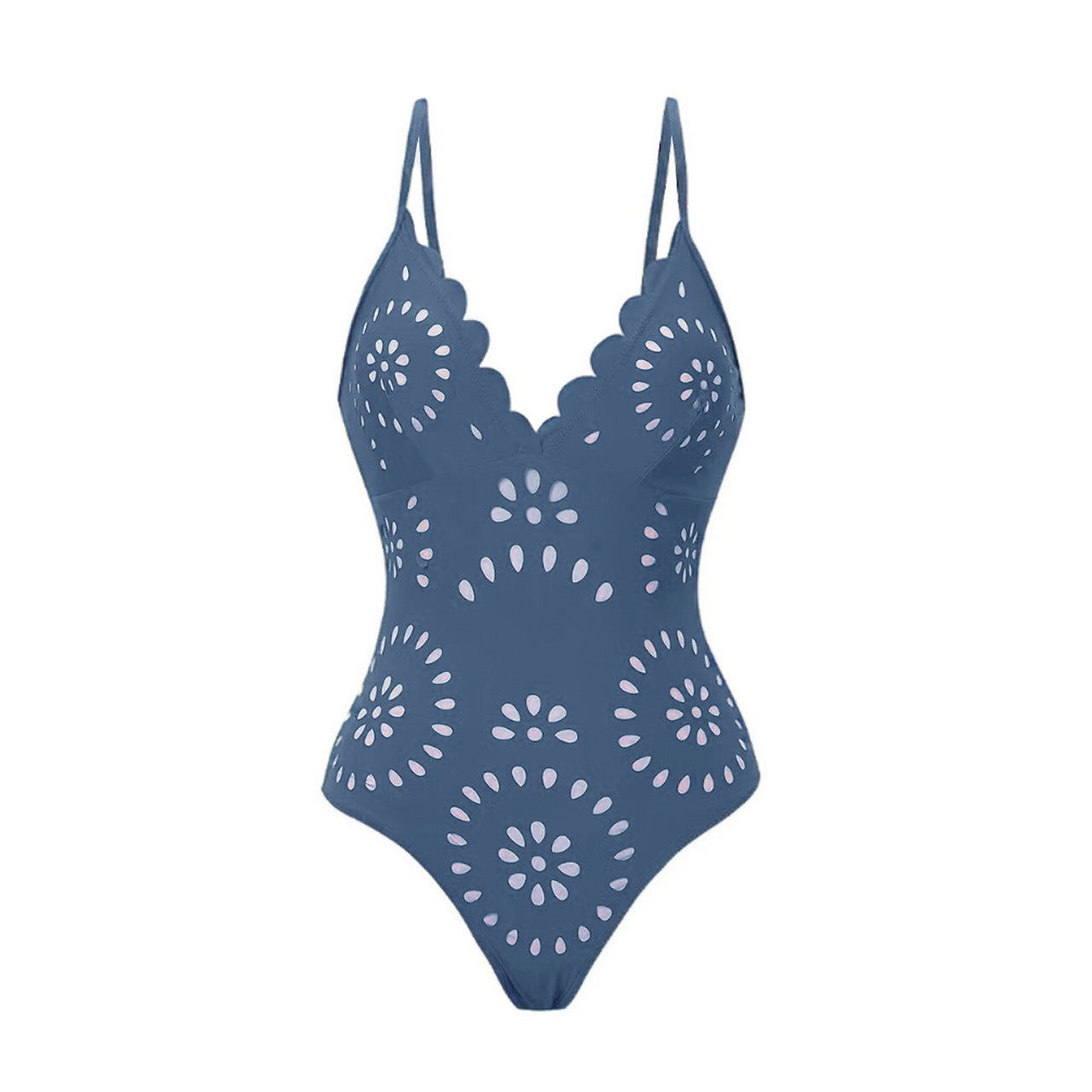 Bathing Suit Petal Hollow V Neck Swimsuit and Skirt