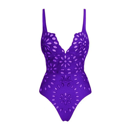 Bathing Suit Petal Hollow V Neck Swimsuit and Skirt