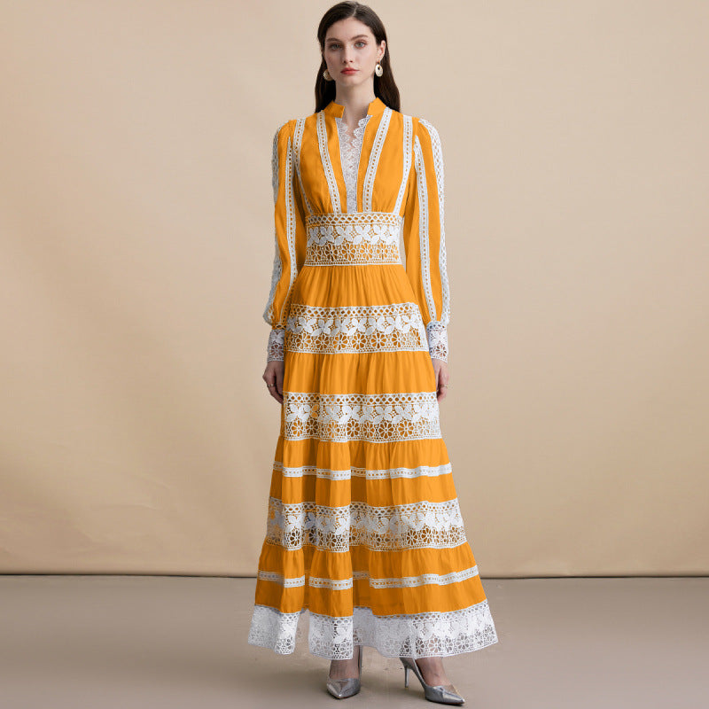 Floral Lace Panelled Maxi Dress