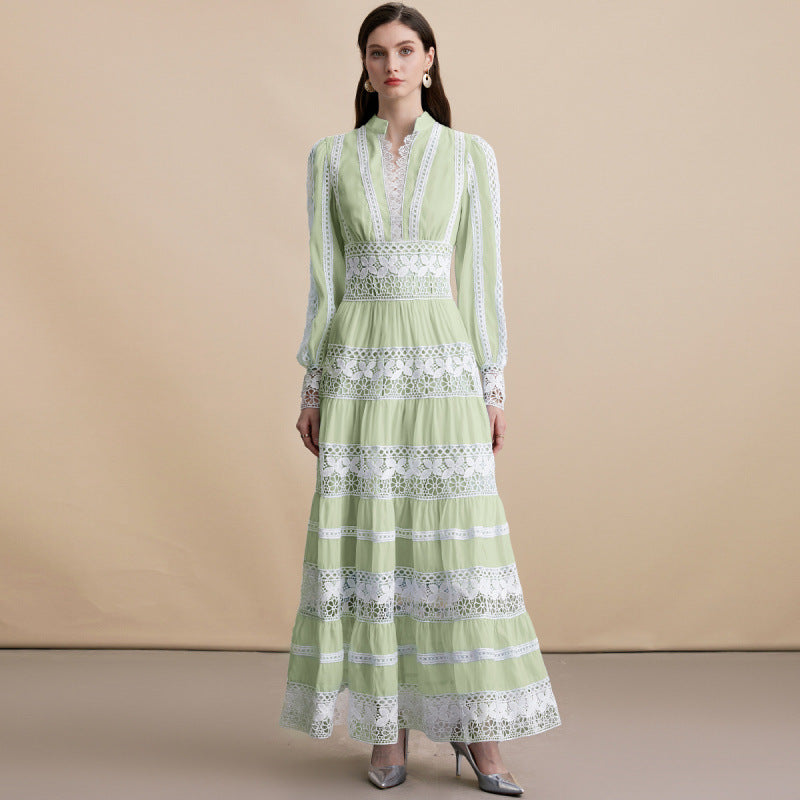 Floral Lace Panelled Maxi Dress