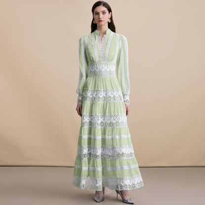 Floral Lace Panelled Maxi Dress
