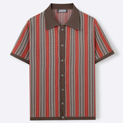 Striped Jacquard Business Polo Shirt