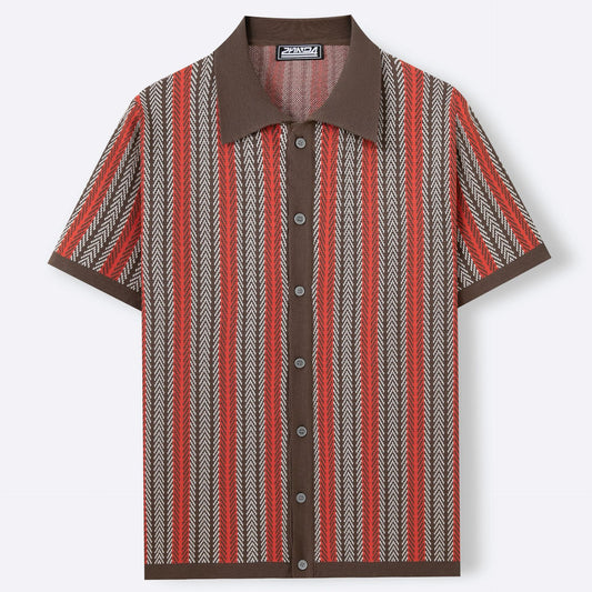 Striped Jacquard Business Polo Shirt