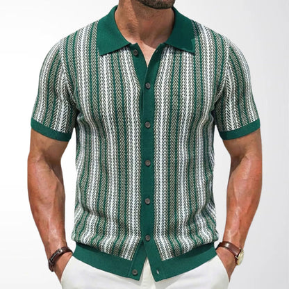 Striped Jacquard Business Polo Shirt