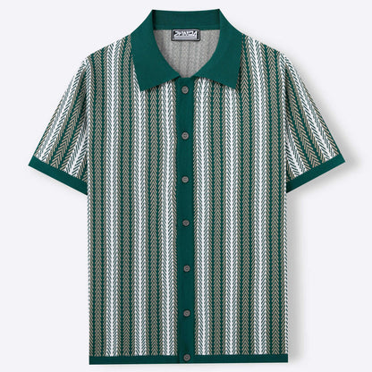 Striped Jacquard Business Polo Shirt