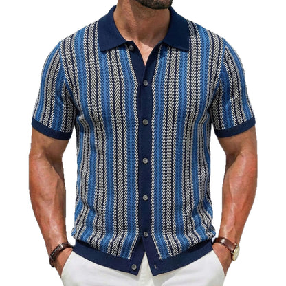 Striped Jacquard Business Polo Shirt