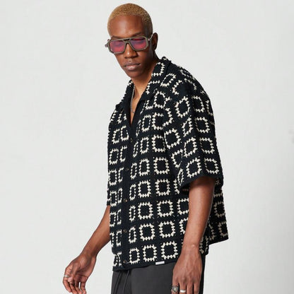 Hollow Jacquard Short-Sleeve Polo