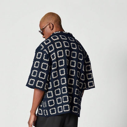Hollow Jacquard Short-Sleeve Polo