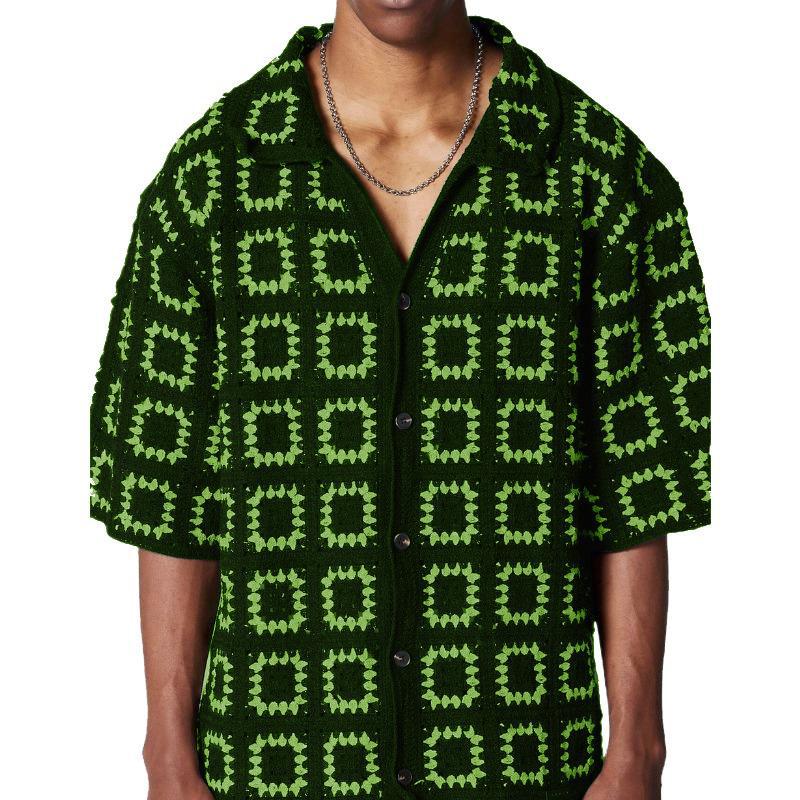 Hollow Jacquard Short-Sleeve Polo