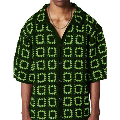 Hollow Jacquard Short-Sleeve Polo