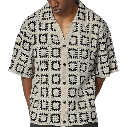 Hollow Jacquard Short-Sleeve Polo
