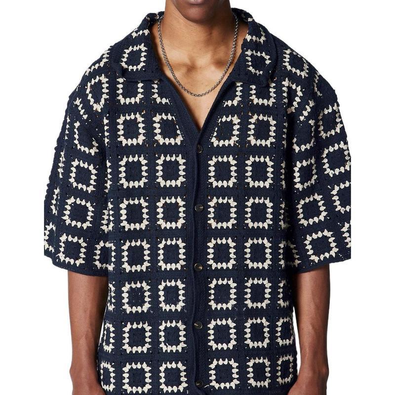 Hollow Jacquard Short-Sleeve Polo