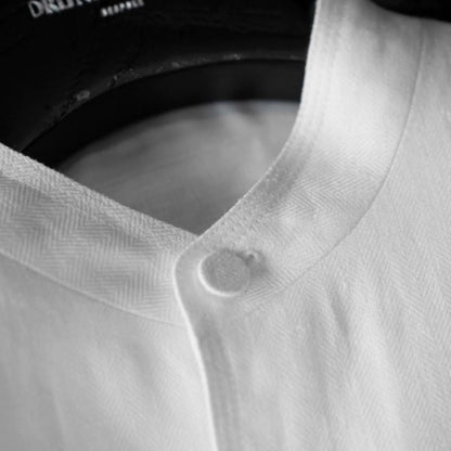 Linen Stand-Up Collar Shirt And Pants Two-Piece Set