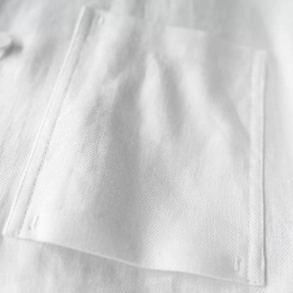Linen Stand-Up Collar Shirt And Pants Two-Piece Set