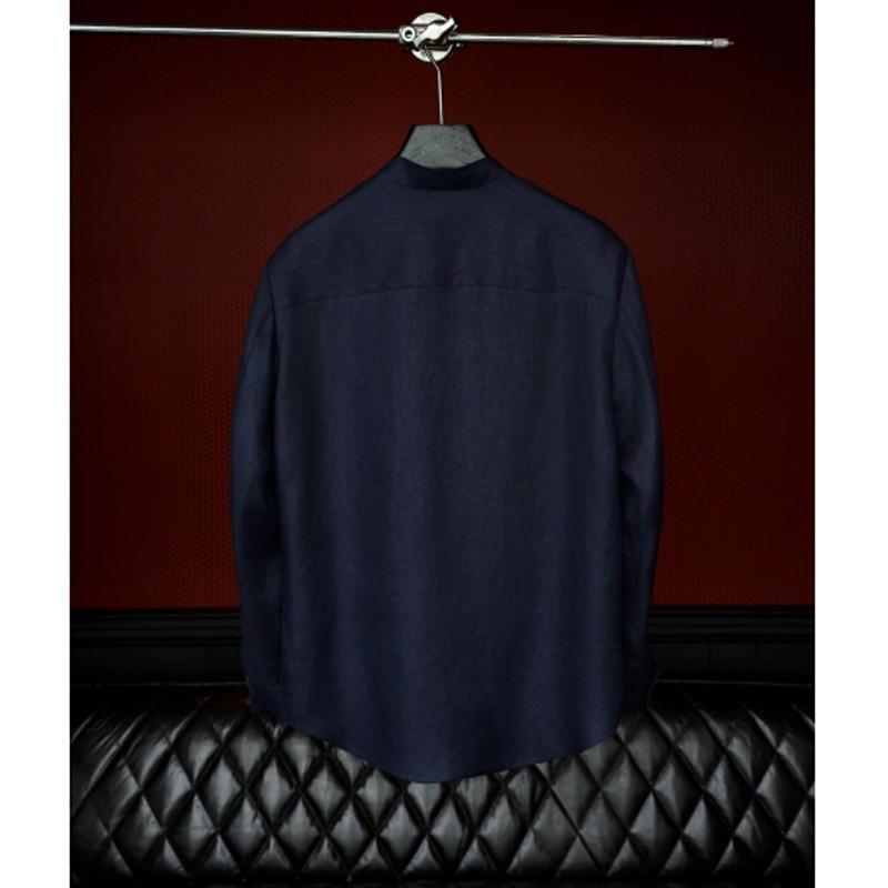 Linen Stand-Up Collar Shirt And Pants Two-Piece Set