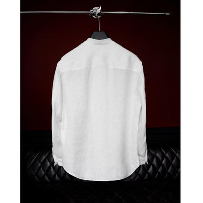 Linen Stand-Up Collar Shirt And Pants Two-Piece Set