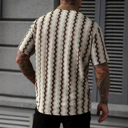 Men's Retro Checkered Knit Short-Sleeve Shirt