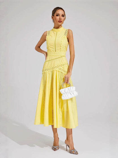 Elegance Lace Panelled Sleeveless Dress