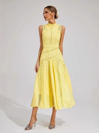 Elegance Lace Panelled Sleeveless Dress