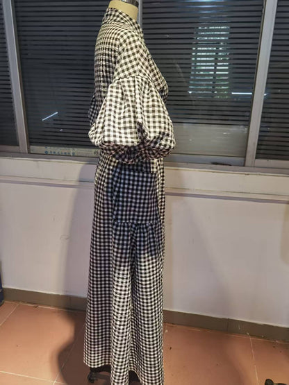 Plaid Casual Shirt Dress