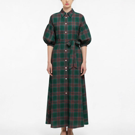 Plaid Casual Shirt Dress