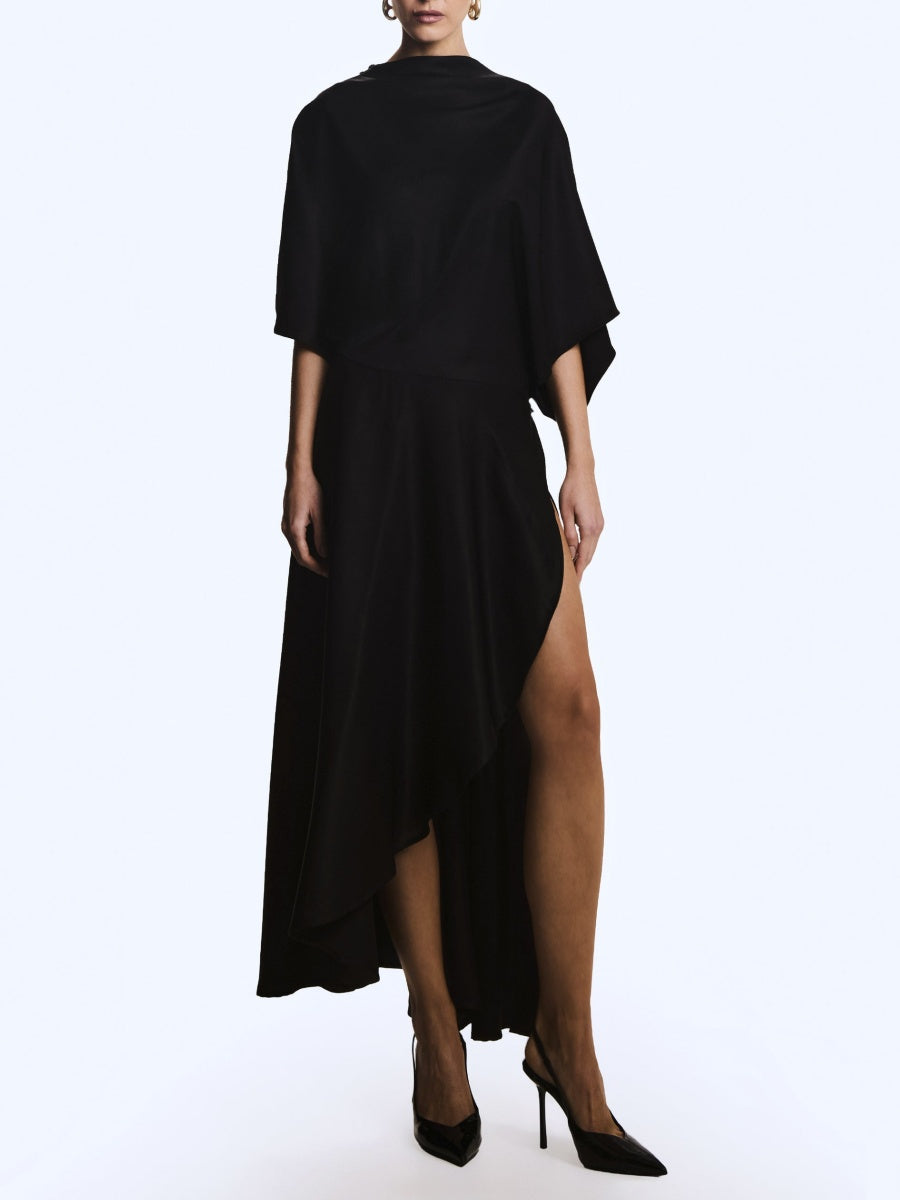 Flowy Midi Dress With Wrap Skirt