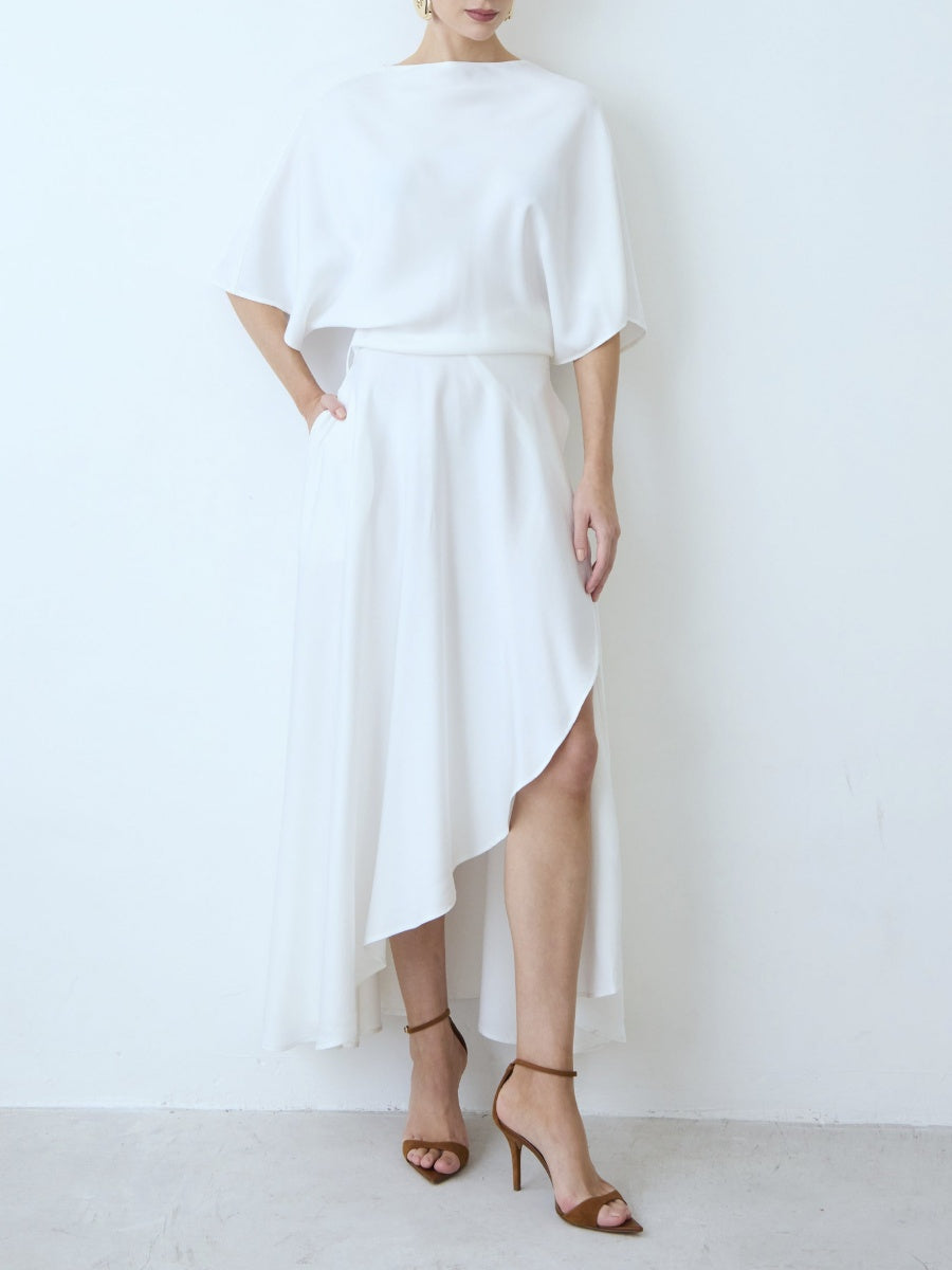 Flowy Midi Dress With Wrap Skirt