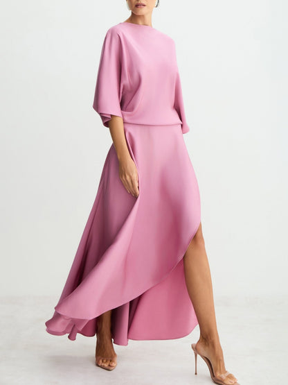 Flowy Midi Dress With Wrap Skirt