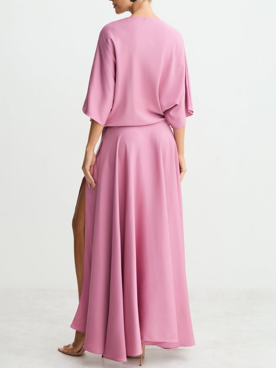 Flowy Midi Dress With Wrap Skirt