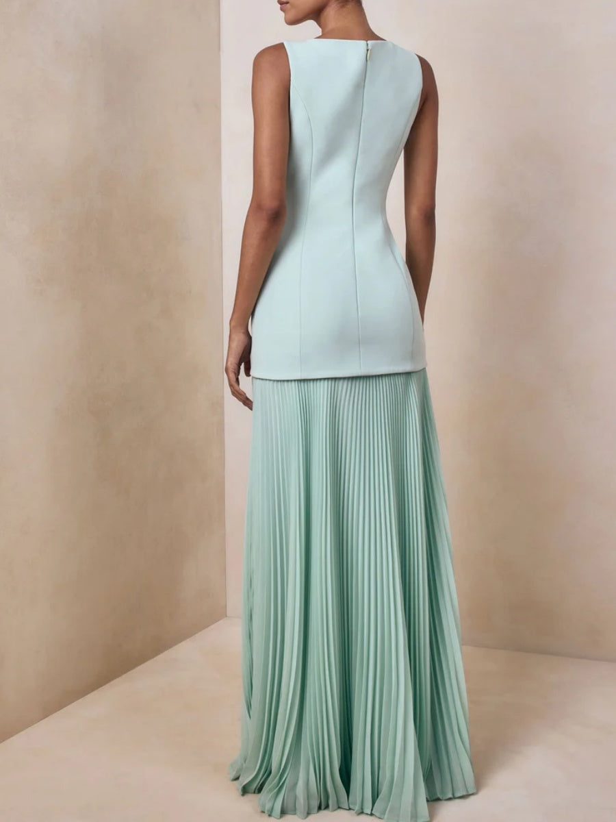 Boat-Neck Maxi Dress With Drop-Waist
