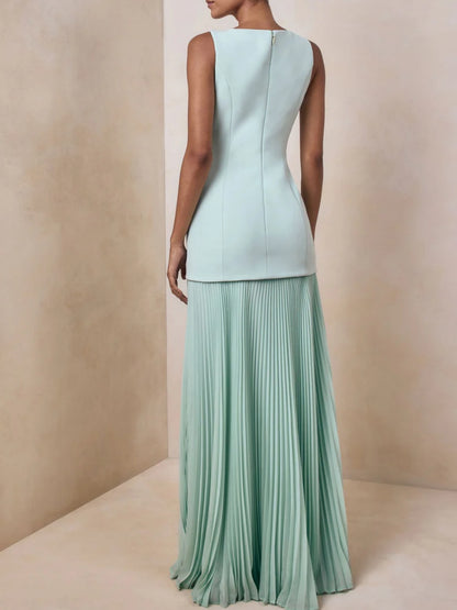 Boat-Neck Maxi Dress With Drop-Waist