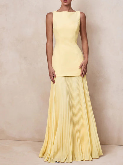 Boat-Neck Maxi Dress With Drop-Waist