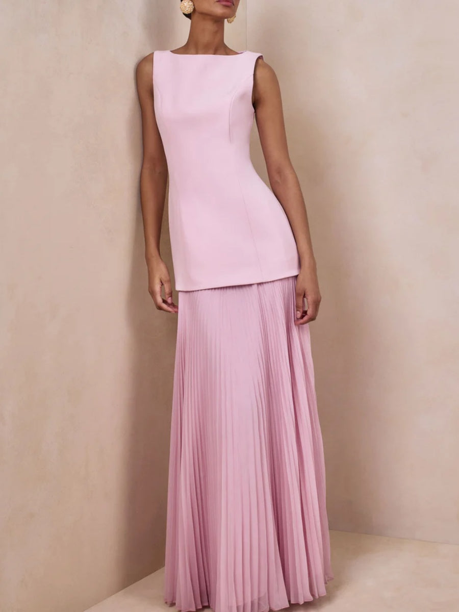 Boat-Neck Maxi Dress With Drop-Waist