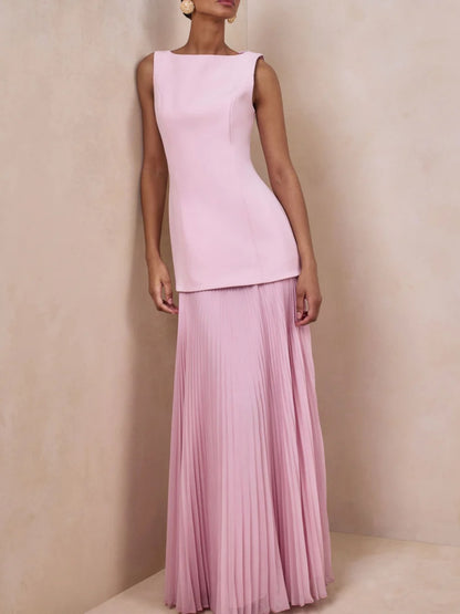 Boat-Neck Maxi Dress With Drop-Waist