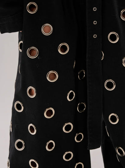 DENIM JUMPSUIT WITH GROMMETS