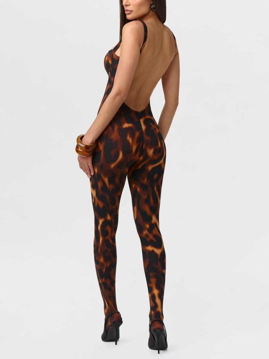 Print Open Back Jumpsuit