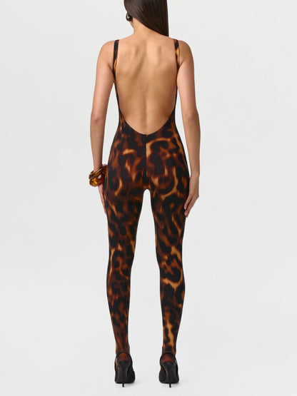 Print Open Back Jumpsuit