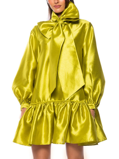 PUFF SLEEVE DROP WAIST MINI DRESS