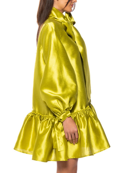PUFF SLEEVE DROP WAIST MINI DRESS