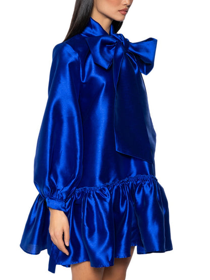 PUFF SLEEVE DROP WAIST MINI DRESS