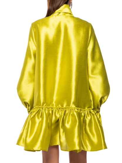 PUFF SLEEVE DROP WAIST MINI DRESS