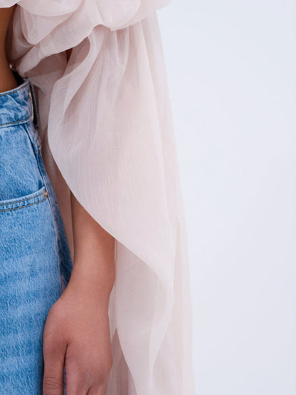 SLOUCHY SQUARE NECK LONG SLEEVE BLOUSE TOP