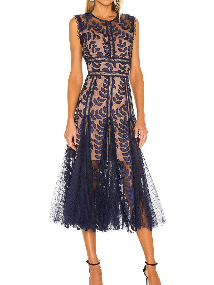 Mesh Embroidered Dress
