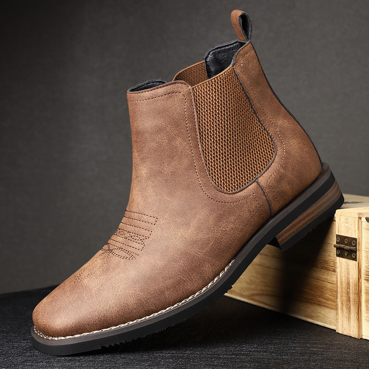 Square Toe Chelsea Ankle Boots