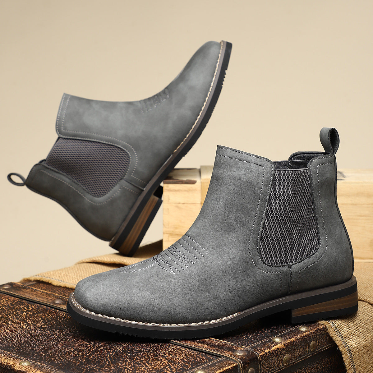 Square Toe Chelsea Ankle Boots