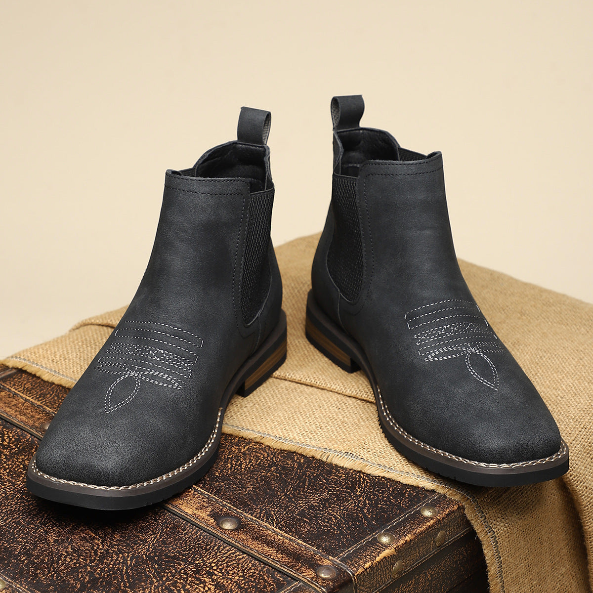 Square Toe Chelsea Ankle Boots