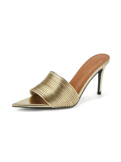 Gold Women's Leather Slippers