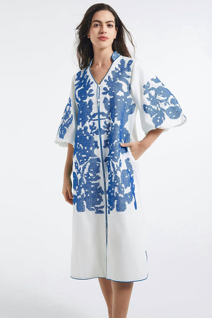 Floral Embroidered Midi Dress